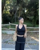 Siyah Tokalı Degaje Yaka Crop