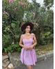 Pembe Mini Kareli Korse Elbise