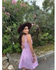 Pembe Mini Kareli Korse Elbise