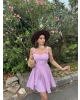 Pembe Mini Kareli Korse Elbise