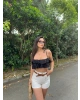 Siyah Fırfırlı Keten Büstiyer
