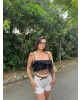 Siyah Fırfırlı Keten Büstiyer
