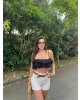 Siyah Fırfırlı Keten Büstiyer