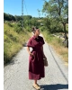 Bordo Korseli Gömlek Elbise