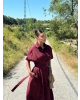 Bordo Korseli Gömlek Elbise