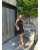 Siyah Boyun Tokalı Mini Elbise
