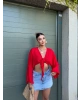 Kırmızı Bağlamalı Bluz