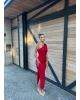 Kırmızı Tek Omuz Uzun Elbise