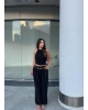 Siyah Halter Yaka Şalvar Takım
