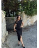 Siyah Madonna Yaka Simli Uzun Elbise