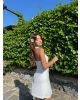 Beyaz Damla Dekolteli Mini Elbise