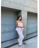 Pembe Boyundan Bağlamalı Müslin Takım