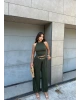 Haki Halter Yaka Şalvar Takım