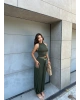 Haki Halter Yaka Şalvar Takım
