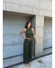 Haki Halter Yaka Şalvar Takım