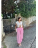 Pembe Mini Kareli Şalvar Pantolon