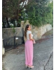 Pembe Mini Kareli Şalvar Pantolon