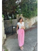 Pembe Mini Kareli Şalvar Pantolon