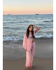 Pembe Şifon Pareo Takım