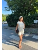 Beyaz Bisiklet Yaka Şort Tulum
