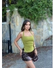 Yeşil Halter Yaka Drapeli Crop