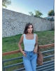 Beyaz Kare Yaka Crop