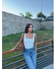 Beyaz Kare Yaka Crop