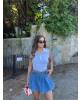 Beyaz Sıfır Kol Gipeli Crop Gömlek