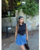 Siyah Sıfır Kol Gipeli Crop Gömlek