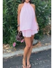Pembe Halter Yaka Etek Takım
