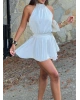 Beyaz Halter Yaka Saten Elbise