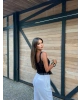 Siyah Kare Yaka Kopçalı Crop