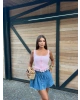 Pembe Kare Yaka Kopçalı Crop