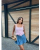 Pembe Kare Yaka Kopçalı Crop