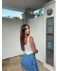 Ekru Kare Yaka Kopçalı Crop
