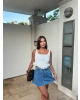 Ekru Kare Yaka Kopçalı Crop
