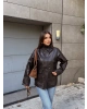 Kahverengi Oversize Basic Deri Ceket