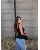 Siyah Fırfırlı Güpür Crop