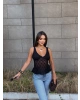 Siyah Fırfırlı Güpür Crop