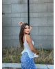 Beyaz Fırfırlı Güpür Crop