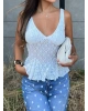 Beyaz Fırfırlı Güpür Crop