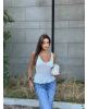 Beyaz Fırfırlı Güpür Crop