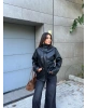 Siyah Oversize Basic Deri Ceket