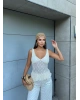 Sarı Fırfırlı Güpür Crop