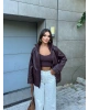Bordo Oversize Basic Deri Ceket