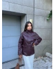 Bordo Oversize Basic Deri Ceket