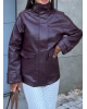 Bordo Oversize Basic Deri Ceket