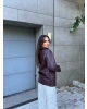 Bordo Oversize Basic Deri Ceket