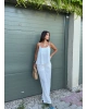 Beyaz İpkyl Askılı Bluz Pantolon Takım