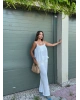 Beyaz İpkyl Askılı Bluz Pantolon Takım